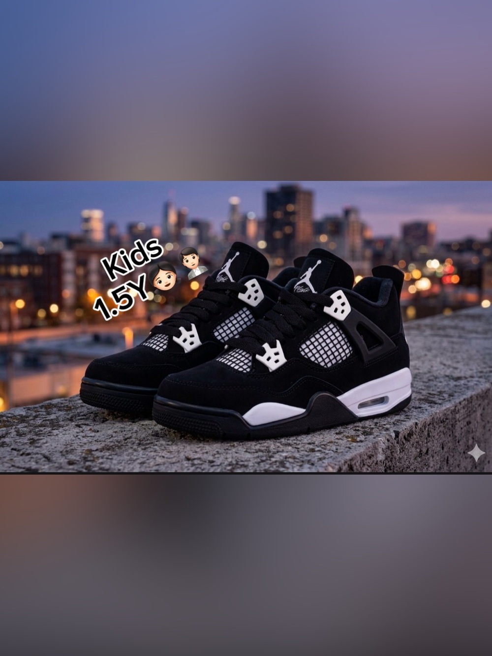 Jordan 4 Retro PS FOR Kids Black & White Basketball
Sneakers(Size 1.5Y)🙋🏻🙋🏻‍♀️
